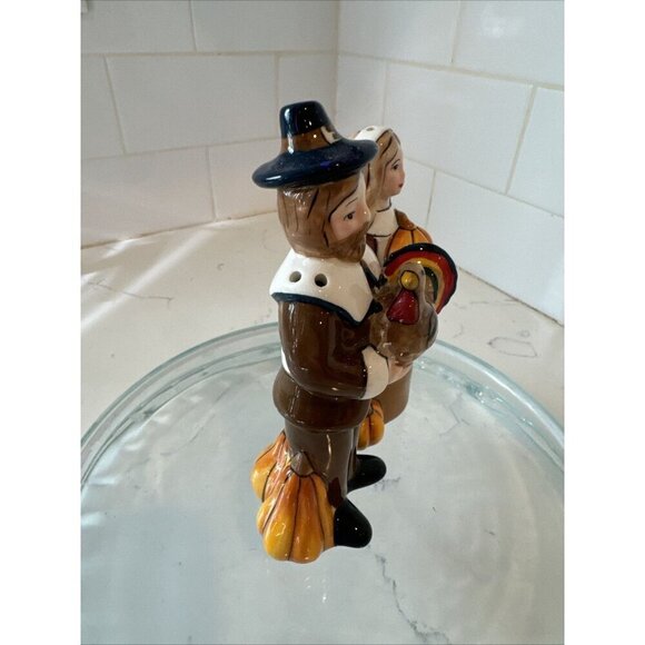 Blue Sky Ceramic Pilgrim Salt And Pepper Shaker Set Hand Painted - Picture 8 of 11